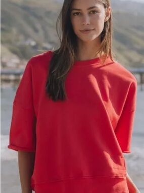 Daily Drills Red Short-Sleeve Crewneck Sweatshirt